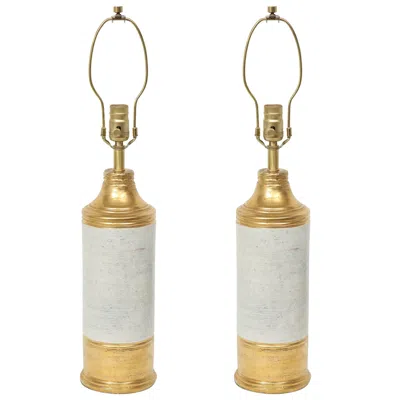 Pre-owned Bitossi Scandinavian Modern Table Lamps, Gold Glazed Terracotta, 1970s