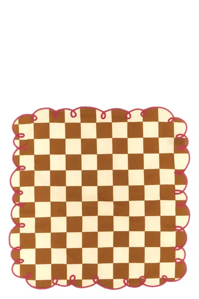 Bitossi Set Of 2 Napkins With Scalloped Edge In Brown