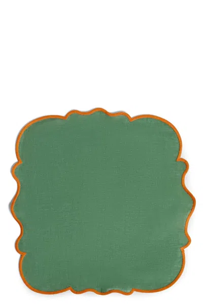 Bitossi Set Of 2 Napkins With Scalloped Edge In Green