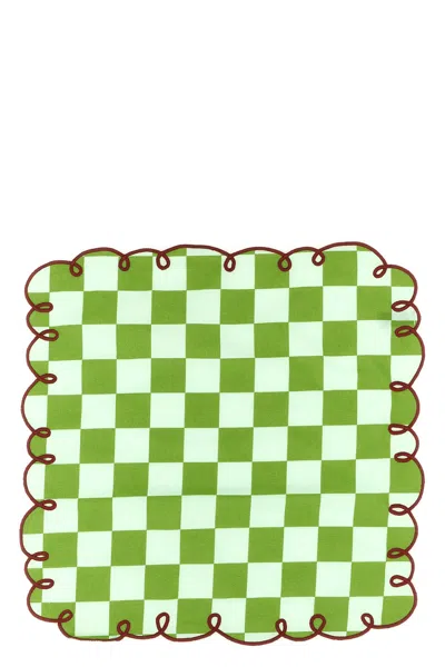 Bitossi Set Of 2 Napkins With Scalloped Edge In Green