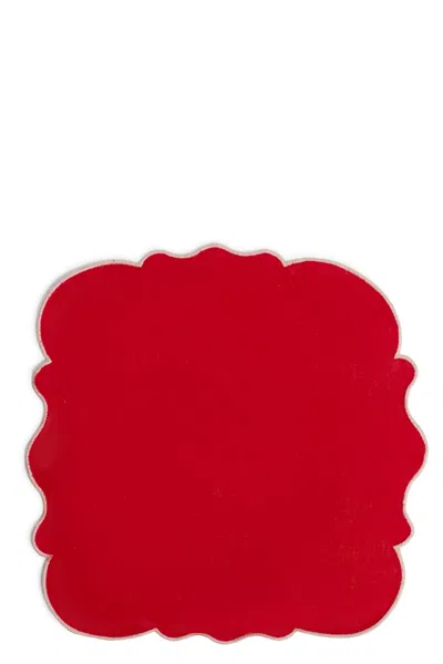 Bitossi Set Of 2 Napkins With Scalloped Edge In Red