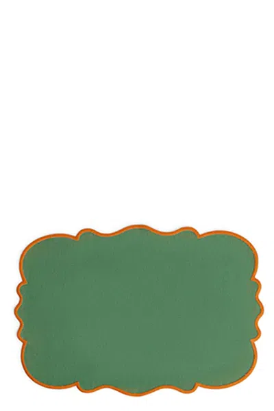 Bitossi Set Of 2 Placemats With Scalloped Edge In Green