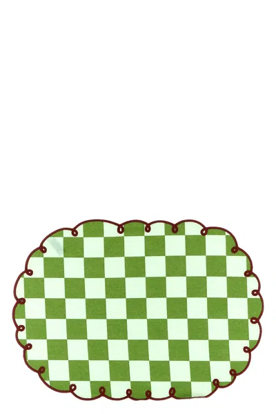 Bitossi Set Of 2 Placemats With Scalloped Edge In Green