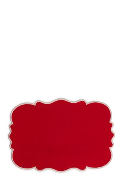 Bitossi Set Of 2 Placemats With Scalloped Edge In Red