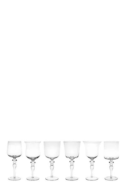 Bitossi Set Of 6 Goblets 'assorted Shapes' In Transparent