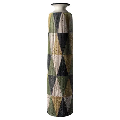 Pre-owned Bitossi Seta Series Triangles Decorative Vase By Aldo Londi In Black