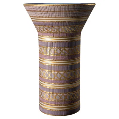 Pre-owned Bitossi Seta Series Vase With Gold Accents By Aldo Londi In Brown