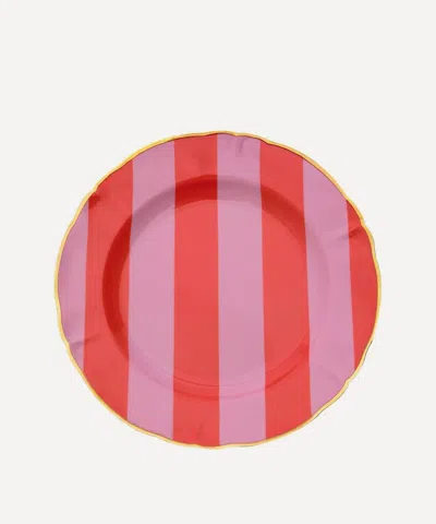 Bitossi Striped Dessert Plate In Red