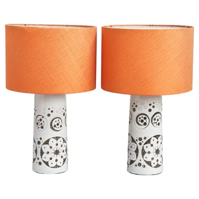 Pre-owned Bitossi Style Lamps, Ceramic Signed "toreboda" Sweden 1960 In Orange