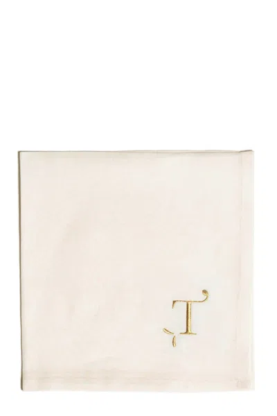 Bitossi 't' Letter Napkin In White
