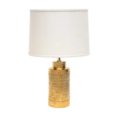 Pre-owned Bitossi Table Lamp, Ceramic, 24k Metallic Gold, Pebbled, Italy, 1960s In Sand