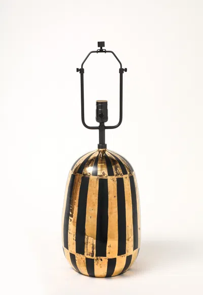 Pre-owned Bitossi Table Lamp, Ceramic With Gold And Black Stripes, Italy, 1965