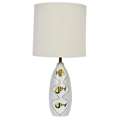 Pre-owned Bitossi Table Lamp, Matte Gray Pottery, Fish Design, Italy, 1950s