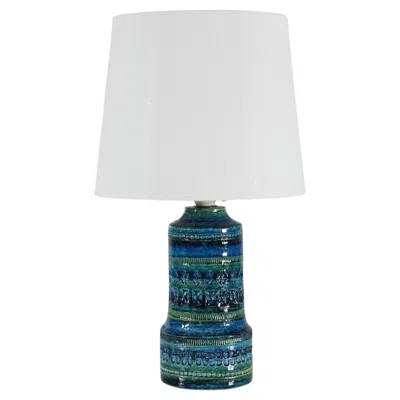 Pre-owned Bitossi Table Lamp With Blue And Green Glace + New Shade, Italian Modern 1960s