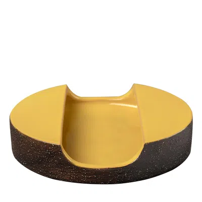 Pre-owned Bitossi Tagliata Series Yellow Bolo Decorative Centerpiece By Aldo Londi