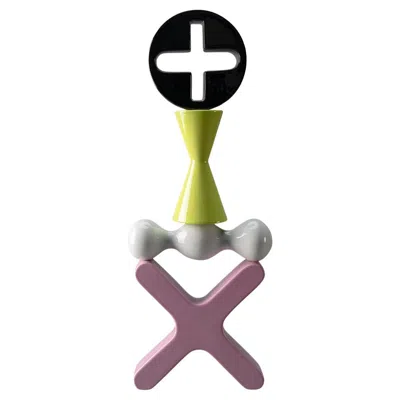 Pre-owned Bitossi Totem Black Green White And Pink Decorative Sculpture By Karim Rashid