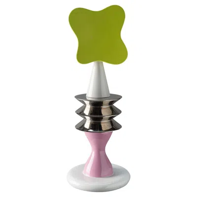 Pre-owned Bitossi Totem Green White And Pink Decorative Sculpture By Karim Rashid