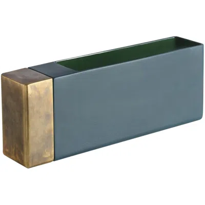 Pre-owned Bitossi Turquoise And Brass Vase By Dimorestudio In Transparent