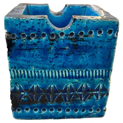 Pre-owned Bitossi Tuscan Ceramic Ashtray In Blue