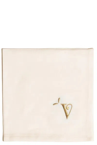 Bitossi 'v' Letter Napkin In White