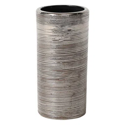 Pre-owned Bitossi Vase, Ceramic Stoneware, Brushed Metallic Silver, Italy, 1970