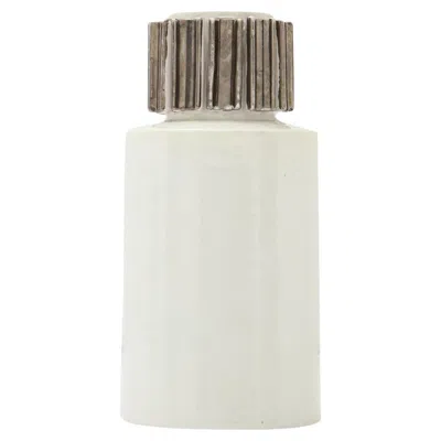 Pre-owned Bitossi Vase, Ceramic, White, Metallic Gunmetal, Signed In Transparent