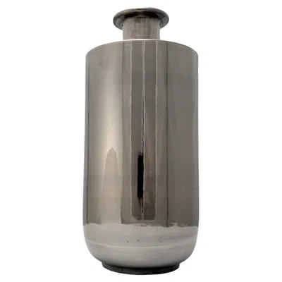 Pre-owned Bitossi Vase, Ceramic With Metallic Silver Chrome Finish, Italy, 1970