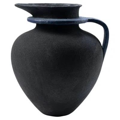 Pre-owned Bitossi Vessel Single-handled Black Ceramic Sculptural Vase By Room Studio