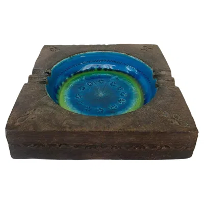 Pre-owned Bitossi Vintage 1960s  For Rosenthal-netter Blue Glazed Ceramic Ashtray Catchall