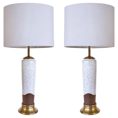 Pre-owned Bitossi Vintage 1980s Two-glaze Ceramic Table Lamps After , Pair In Transparent