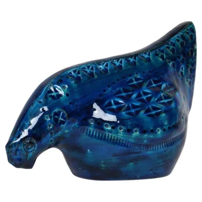 Pre-owned Bitossi Vintage Aldo Londi For  Ceramic Rimini Blu Bird Commissioned By Merck In Blue