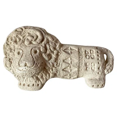 Pre-owned Bitossi Vintage Flavia Montelupo Rimini Unglazed Ceramic Lion Italy In Sand