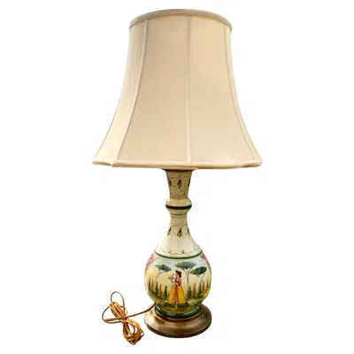 Pre-owned Bitossi Vintage Hand-painted Italian Pottery Table Lamp By , 1950s In Sand