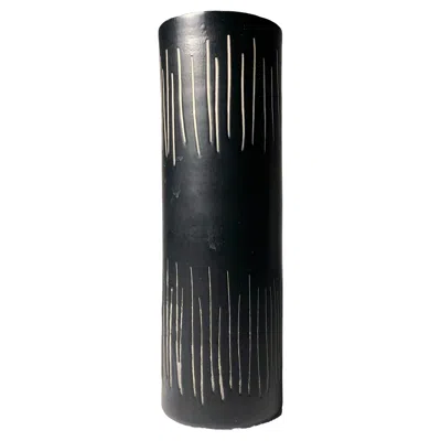 Pre-owned Bitossi Vintage Italian Ceramic Vase By Alvino Bagni For  / Raymor Gunmetal Black In Gray