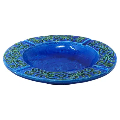 Pre-owned Bitossi Vintage Large Blue Italian Ceramic Ashtray
