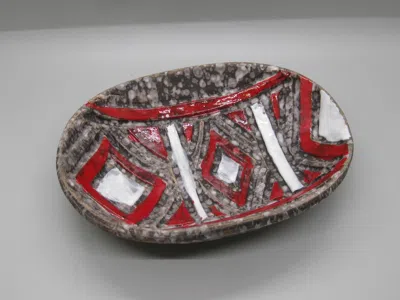 Pre-owned Bitossi Vintage Mid Century 1960's Italian Italy Abstract Ceramic Pottery Bowl Dish In Gray