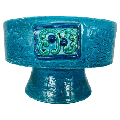 Pre-owned Bitossi Vintage Mid Century Aldo Londi For  Pottery Centerpiece C. 1960 In Blue