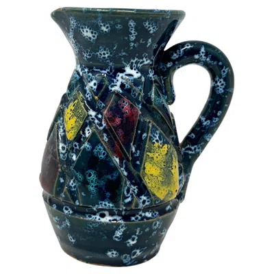 Pre-owned Bitossi Vintage Miniature Italian Ceramic Mcm Pitcher, Midcentury Modern Blue Bud Vase