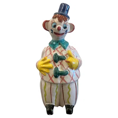 Pre-owned Bitossi Whimsical Italian Ceramic Clown Coin Saver Signed Italy In Brown