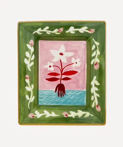 Bitossi White Flowers Empty Pockets Porcelain Tray In Multi