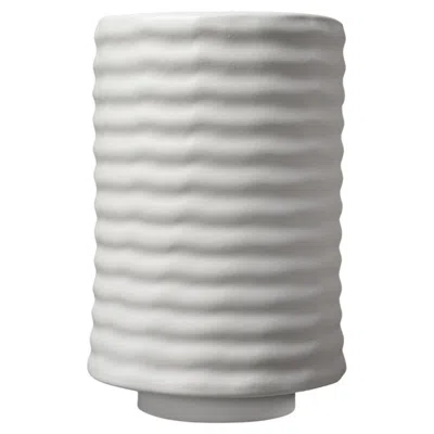 Pre-owned Bitossi Wiggle Collection - White Rippled Ceramic Vase By Max Lamb