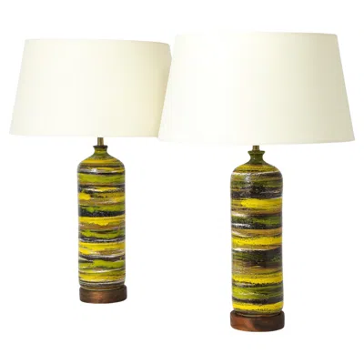 Pre-owned Bitossi Yellow Striped Lamps, Italy 1950's