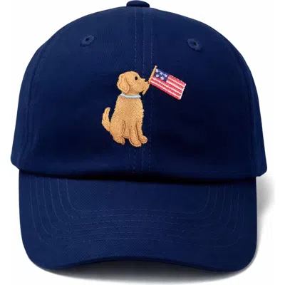 Bits & Bows Adult American Dog Baseball Hat In Blue