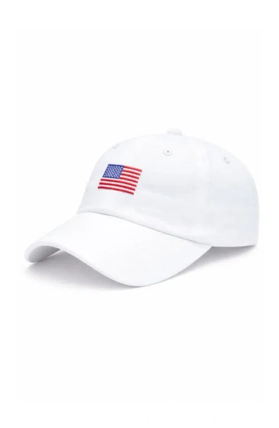Bits & Bows Adult American Flag Baseball Hat In White