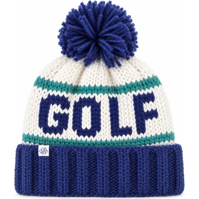 Bits & Bows Adult Golf Bobble Hat In Blue