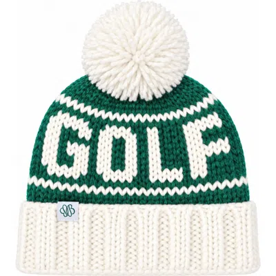 Bits & Bows Adult Golf Bobble Hat In White