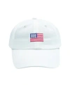 Bits & Bows American Flag Baseball Hat In White, Red, And Blue