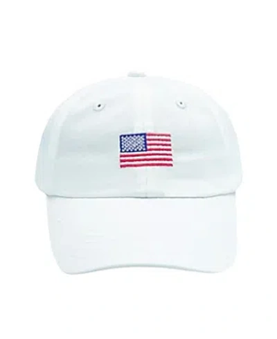 Bits & Bows Kids' American Flag Baseball Hat In White, Red, And Blue