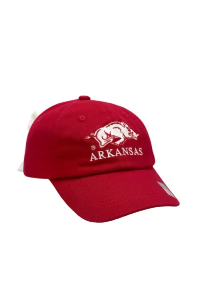 Bits & Bows Babies'  Arkansas Razorbacks Bow Baseball Hat In Red