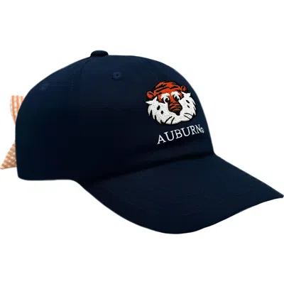 Bits & Bows Babies'  Auburn Tigers Aubie Bow Baseball Hat In Blue